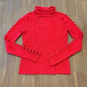 Guess Red Cutout Turtleneck Sweater